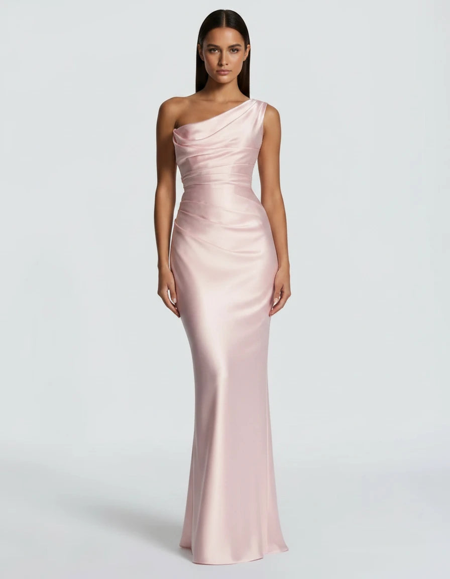 Amarante · The Draped One-Shoulder Satin Gown