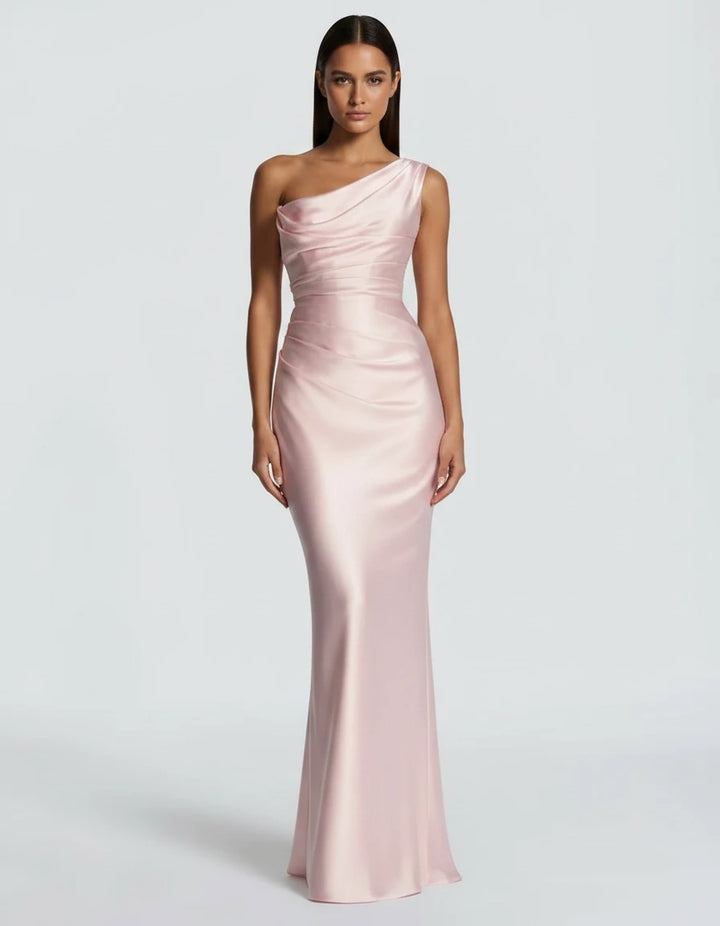 Amarante · The Draped One-Shoulder Satin Gown