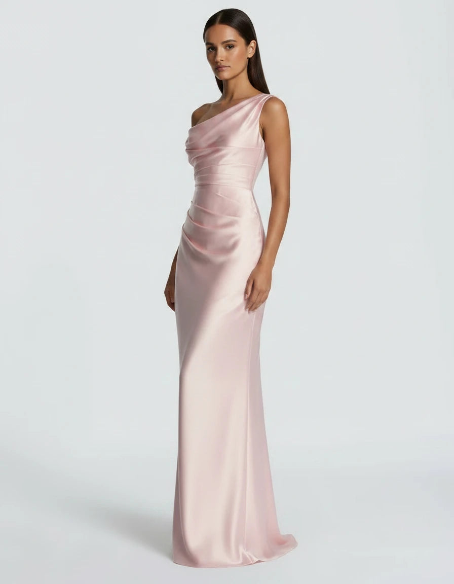 Amarante · The Draped One-Shoulder Satin Gown