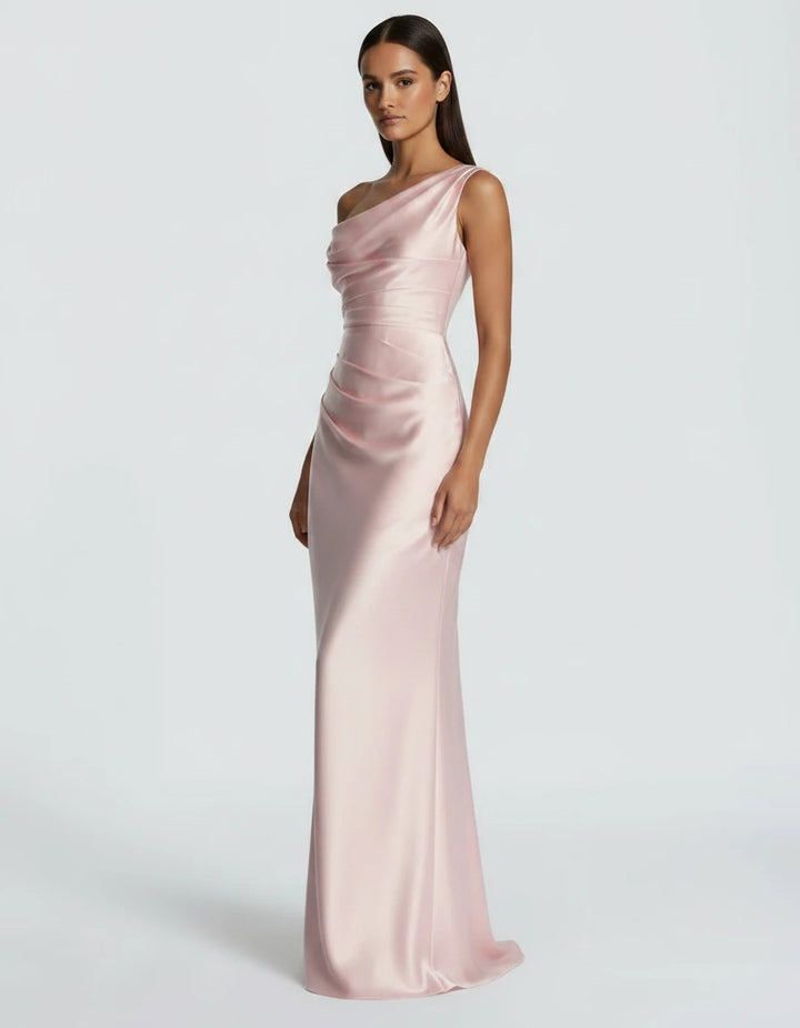 Amarante · The Draped One-Shoulder Satin Gown
