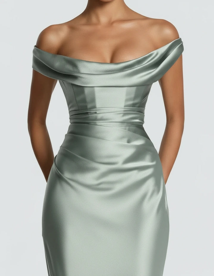 Amarante · The Draped One-Shoulder Satin Gown