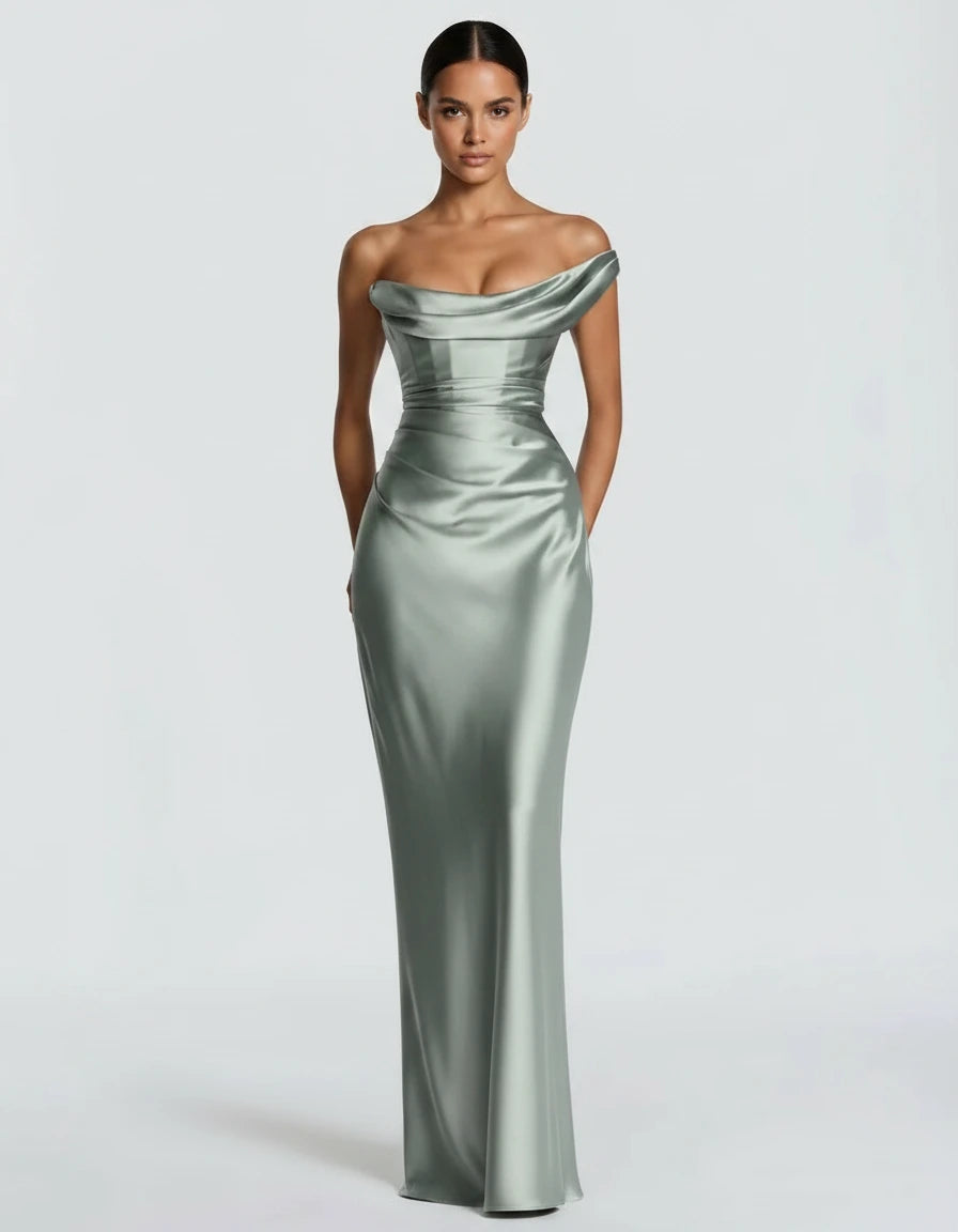 Amarante · The Draped One-Shoulder Satin Gown