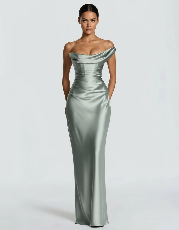 Amarante · The Draped One-Shoulder Satin Gown