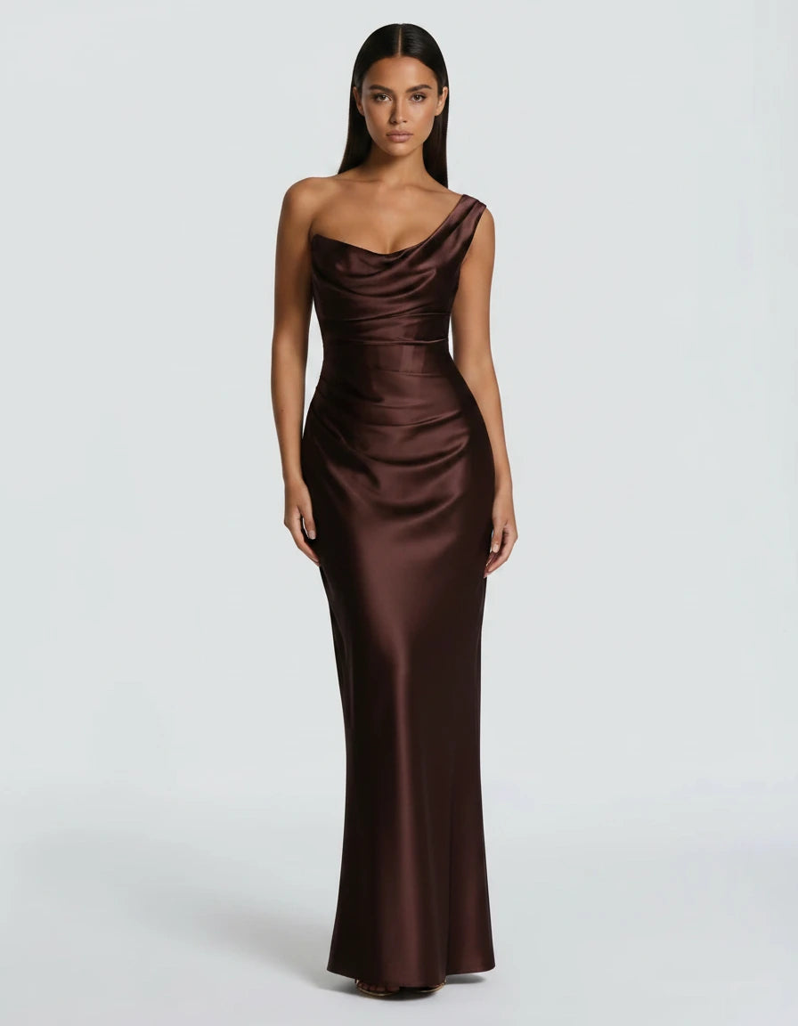 Amarante · The Draped One-Shoulder Satin Gown
