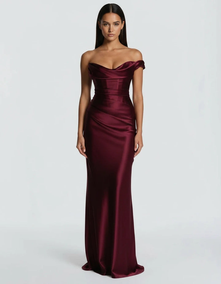 Amarante · The Draped One-Shoulder Satin Gown