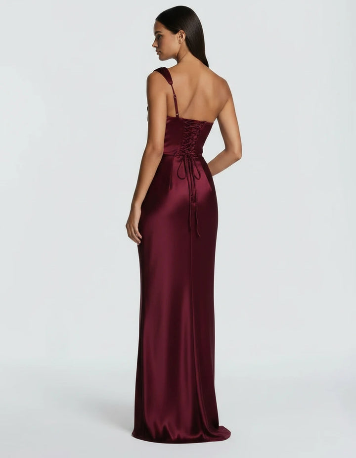 Amarante · The Draped One-Shoulder Satin Gown