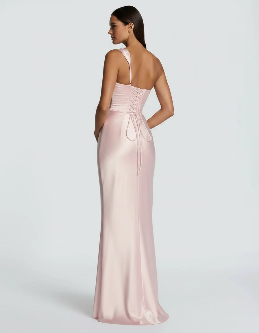 Amarante · The Draped One-Shoulder Satin Gown