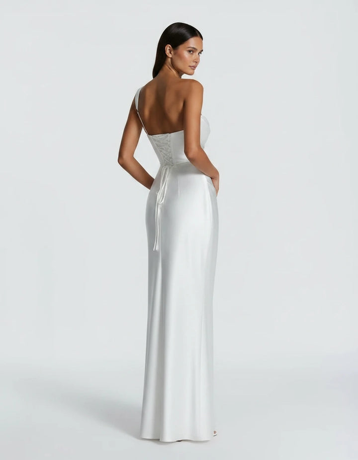 Amarante · The Draped One-Shoulder Satin Gown