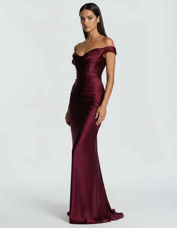 Amarante · The Draped One-Shoulder Satin Gown