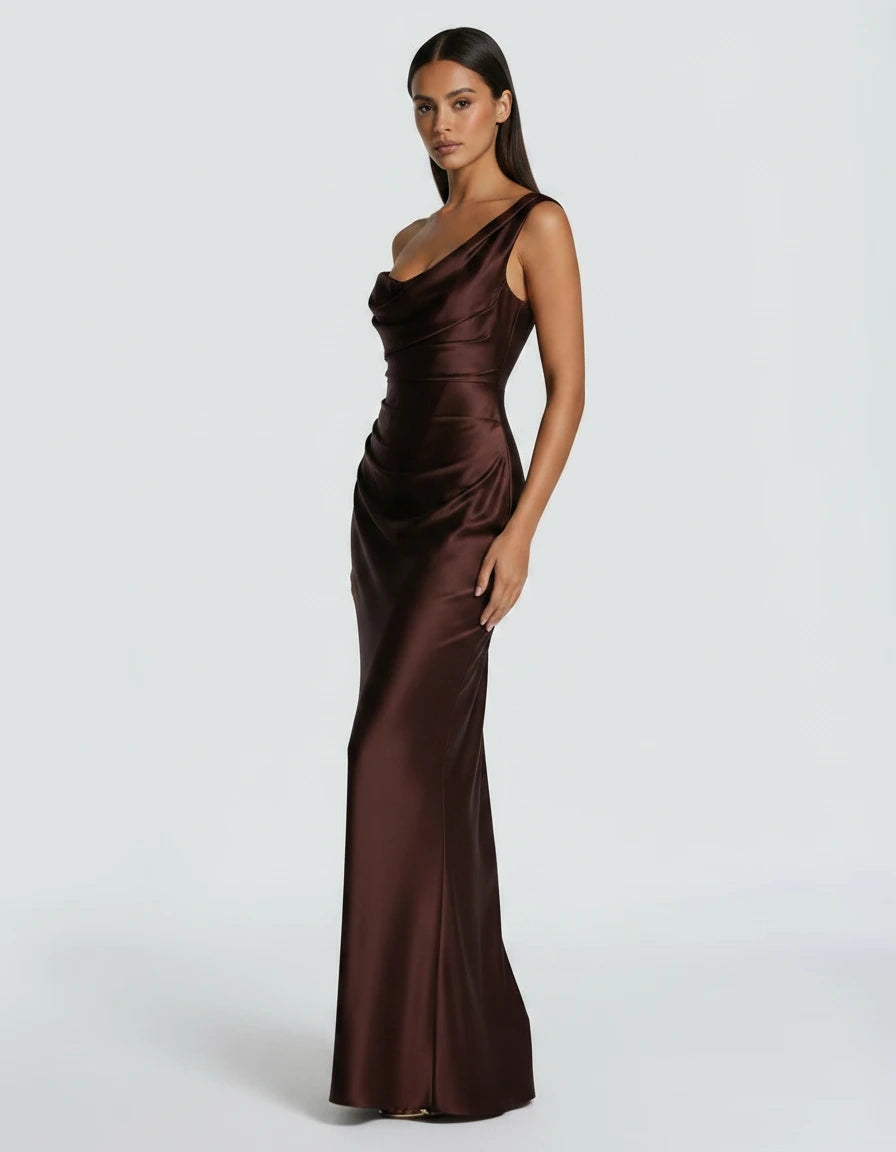 Amarante · The Draped One-Shoulder Satin Gown