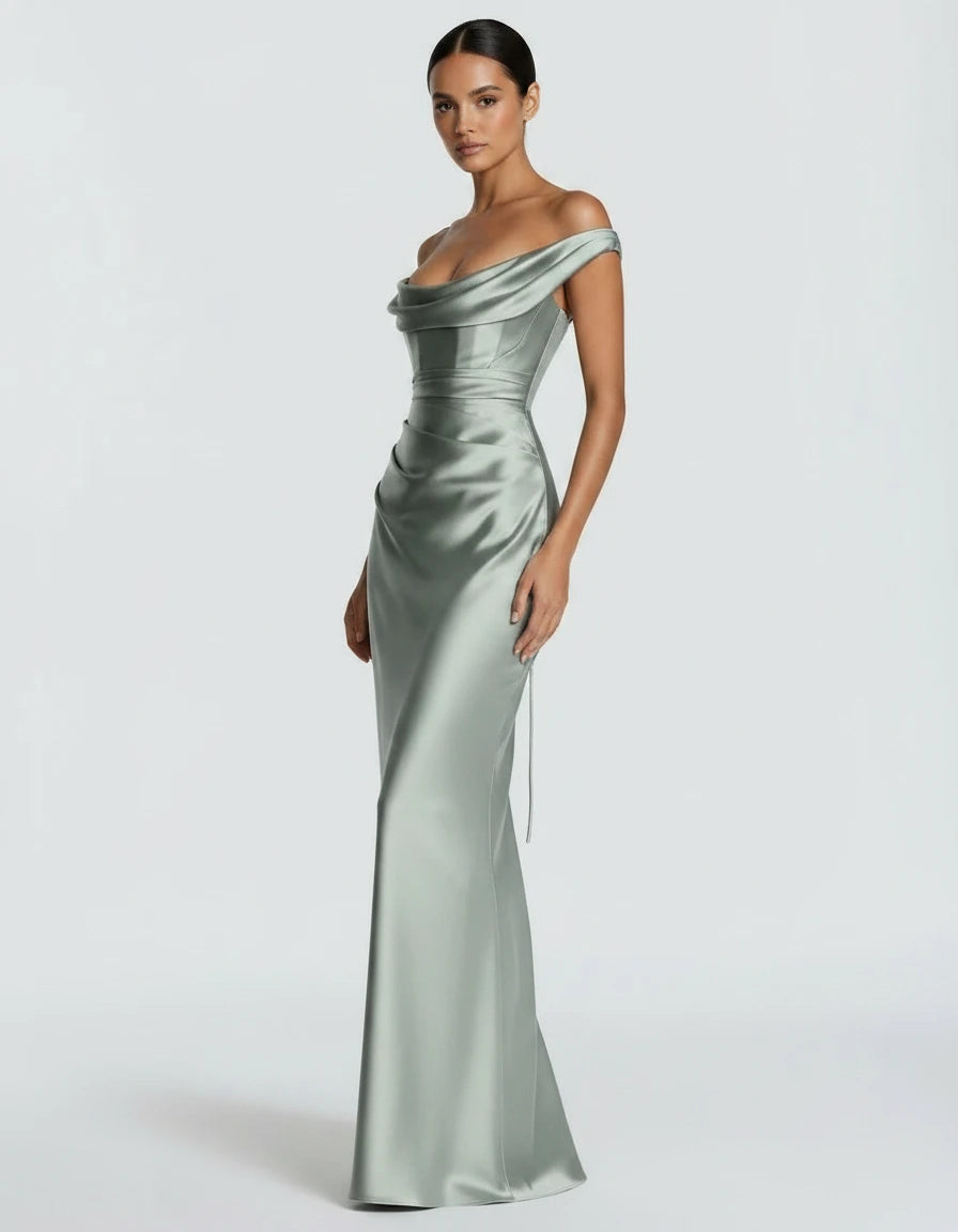 Amarante · The Draped One-Shoulder Satin Gown