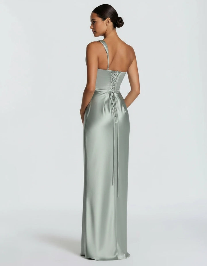 Amarante · The Draped One-Shoulder Satin Gown