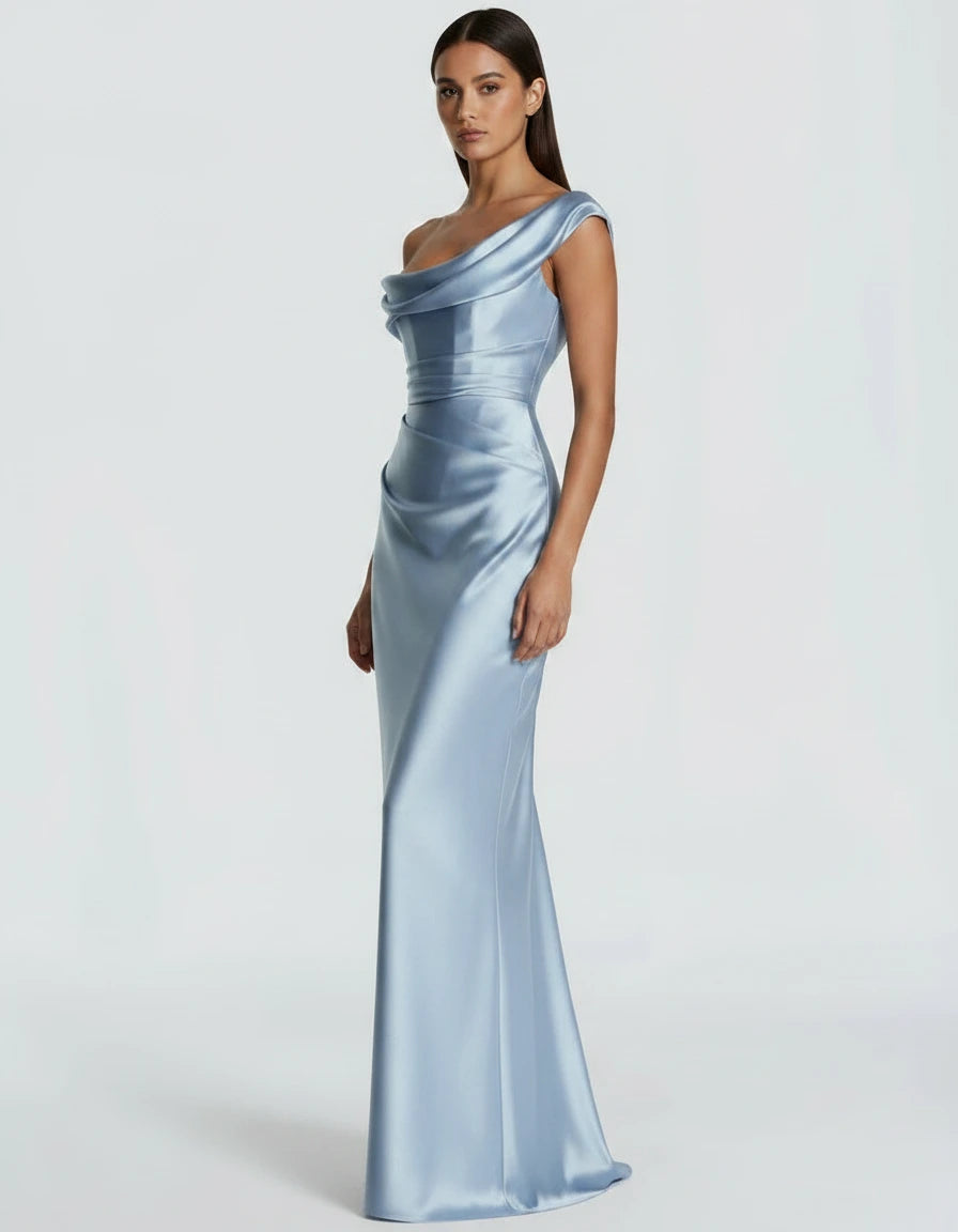 Amarante · The Draped One-Shoulder Satin Gown