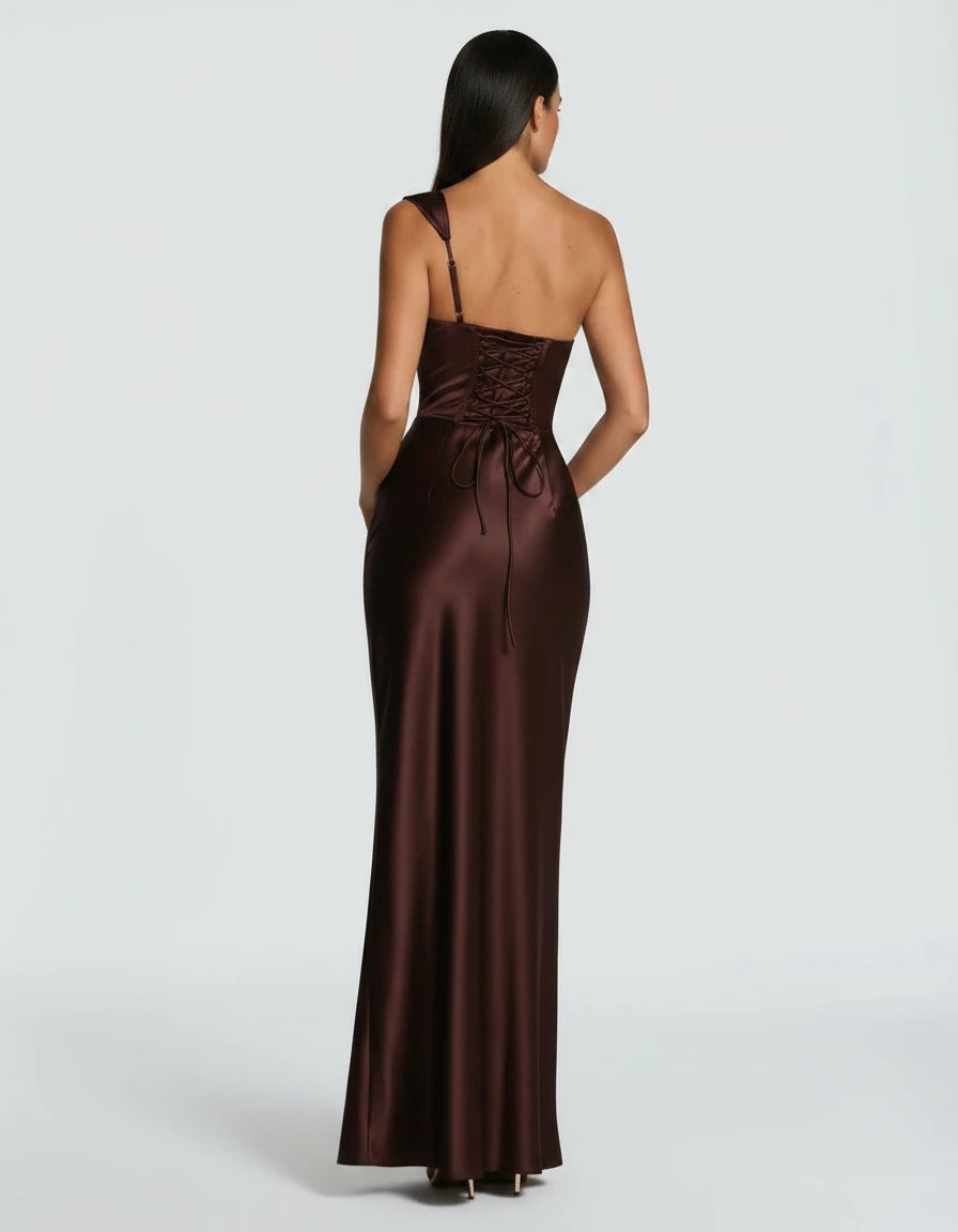 Amarante · The Draped One-Shoulder Satin Gown