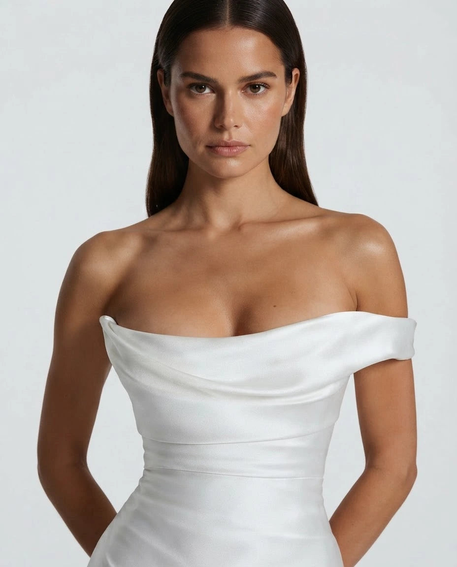 Amarante · The Draped One-Shoulder Satin Gown