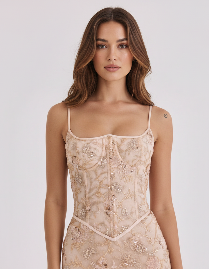 Ariella – Bloemen Pailletten Zeemeermin Jurk