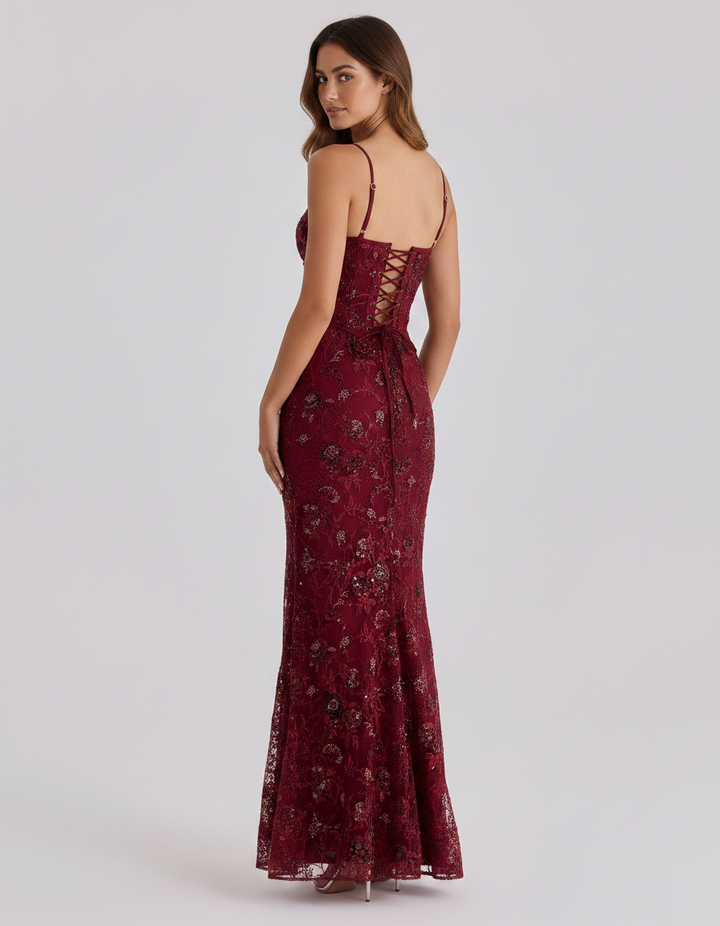 Ariella – Bloemen Pailletten Zeemeermin Jurk