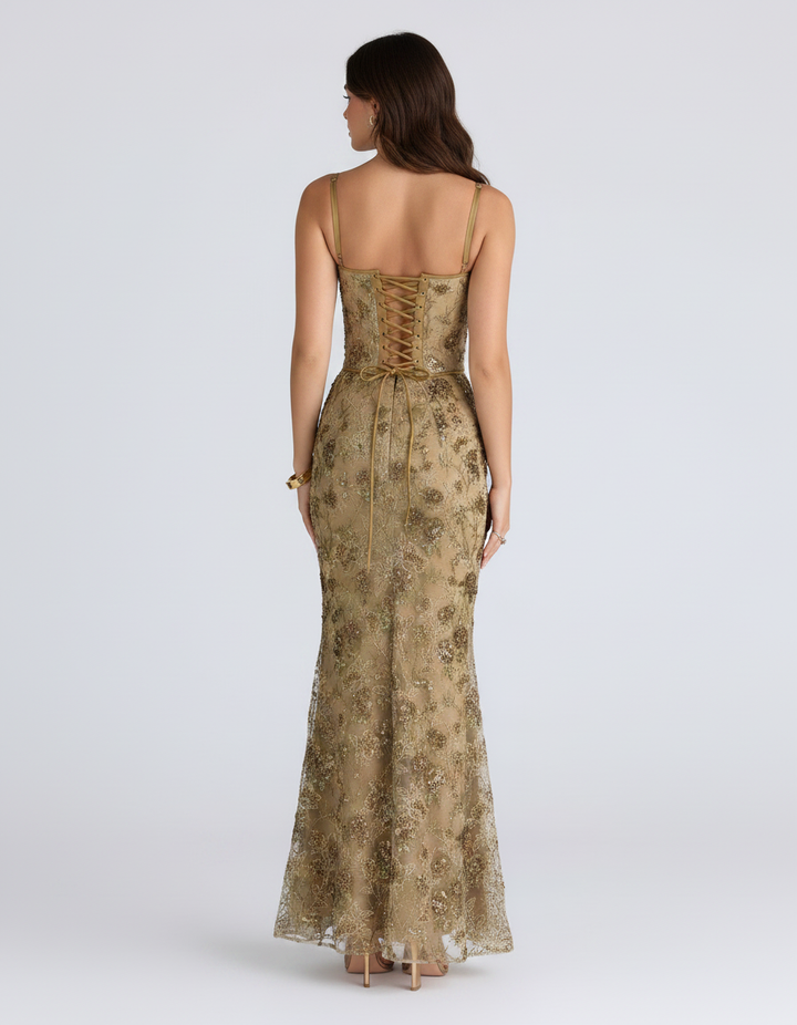 Ariella – Bloemen Pailletten Zeemeermin Jurk