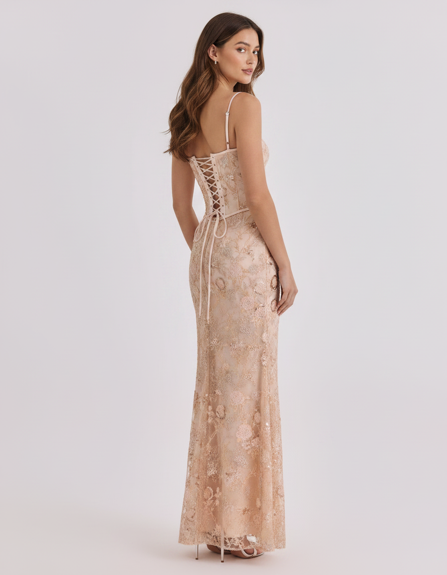 Ariella – Bloemen Pailletten Zeemeermin Jurk