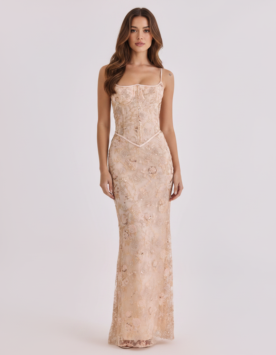 Ariella – Bloemen Pailletten Zeemeermin Jurk