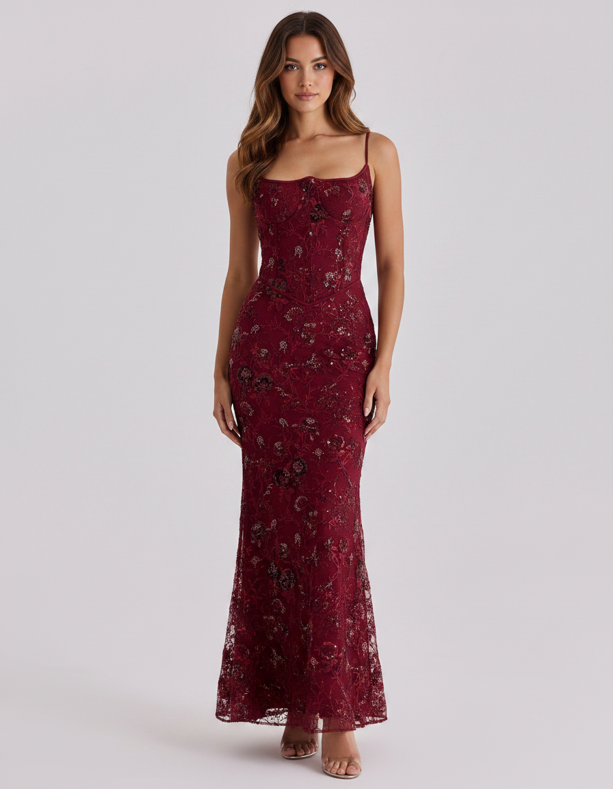 Ariella – Bloemen Pailletten Zeemeermin Jurk