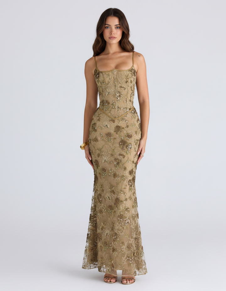 Ariella – Bloemen Pailletten Zeemeermin Jurk