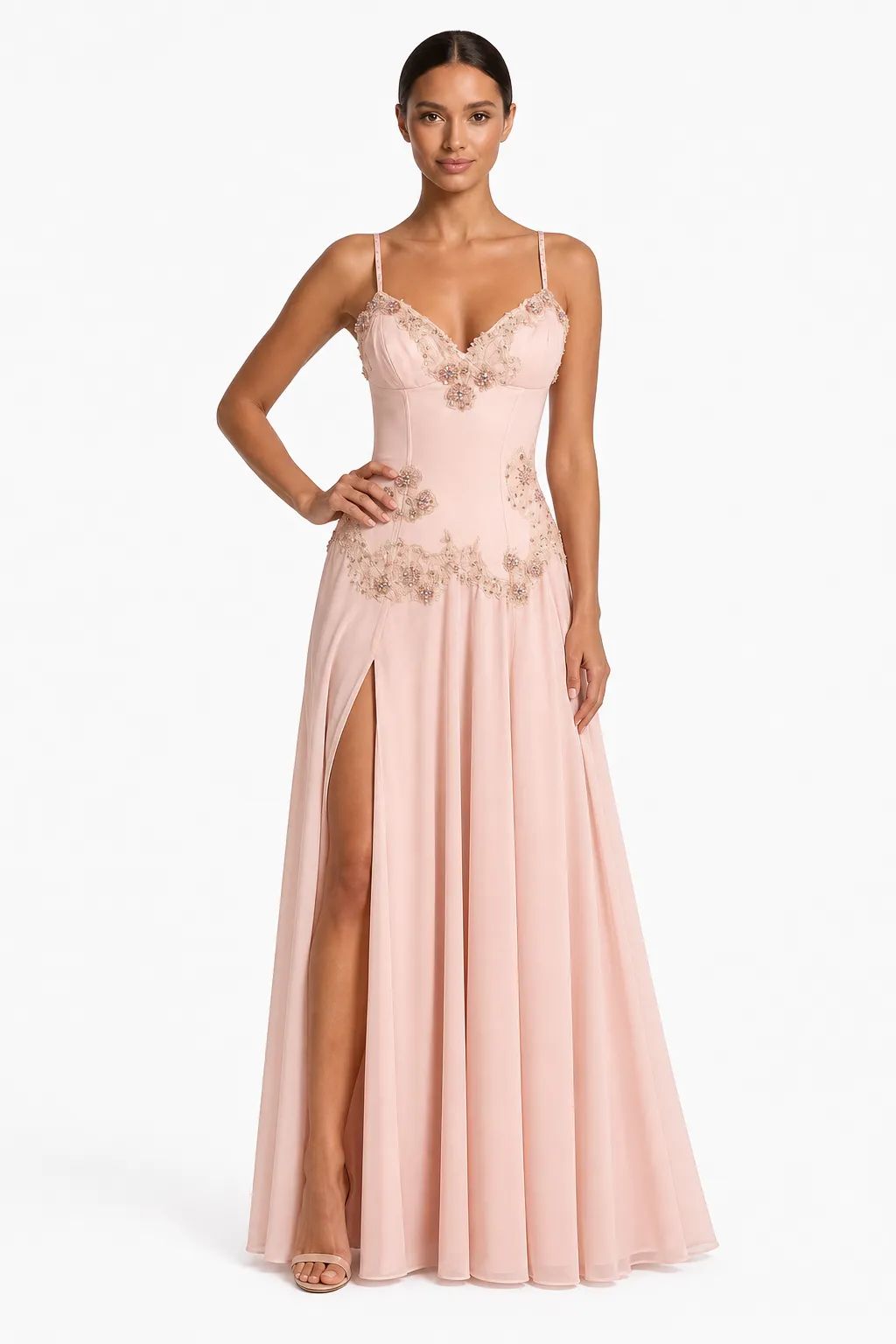Calixte — Das handbestickte Abendkleid in Blush