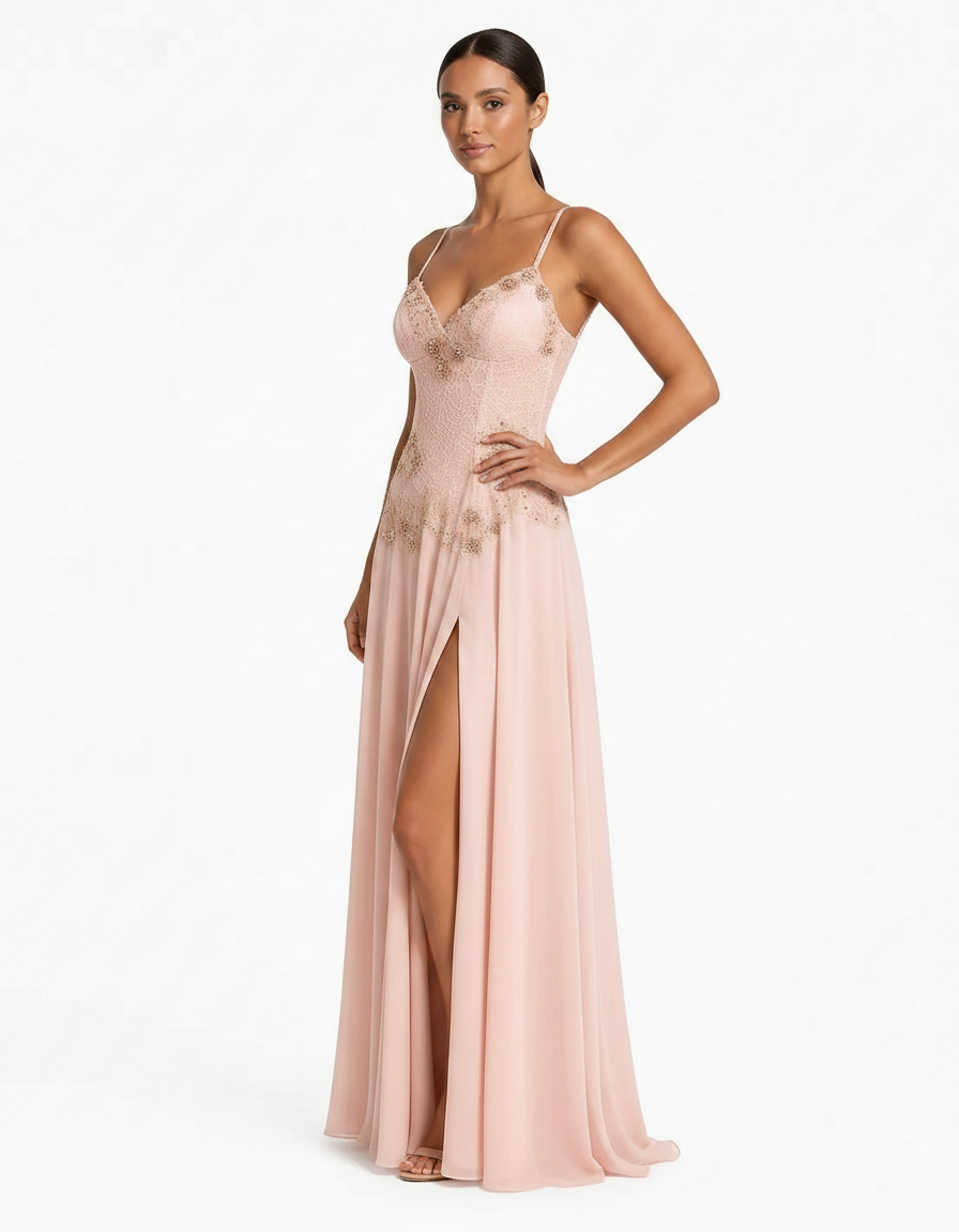 Calixte — Das handbestickte Abendkleid in Blush
