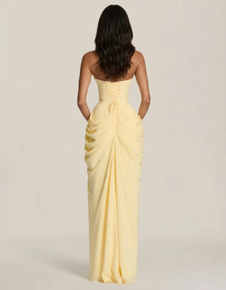 Le Dhalia — Robe de soirée drapée sans bretelles