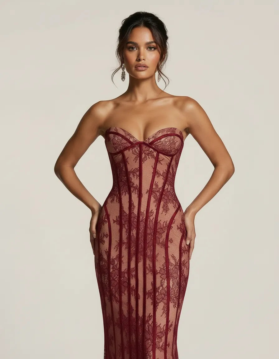 Ismeria - Sculpted Lace Gown