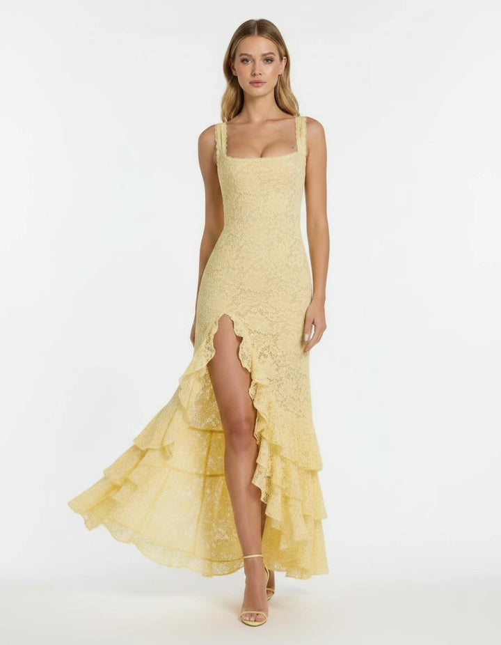 Luciana — Das Lemon Lace Maxikleid