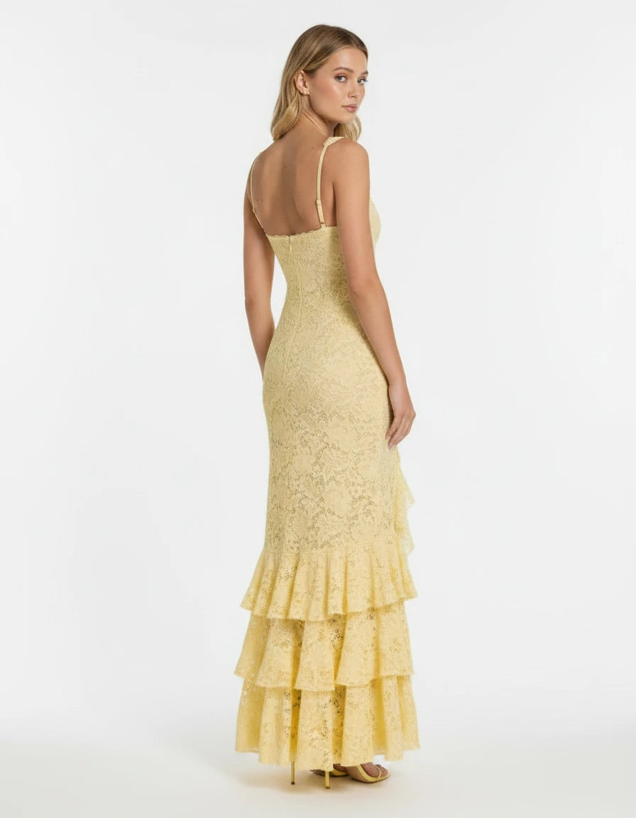 Luciana — Das Lemon Lace Maxikleid
