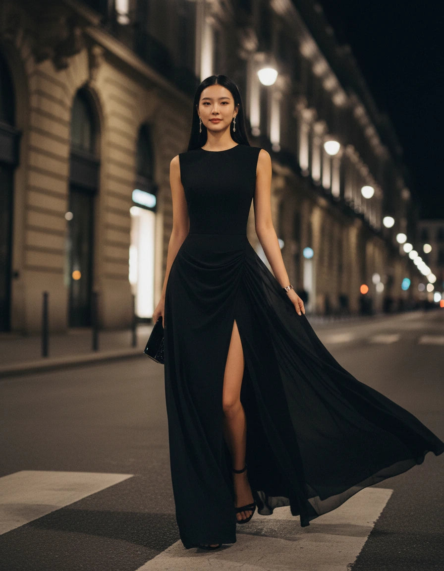 Noéline · The Chiffon High-Slit Evening Gown