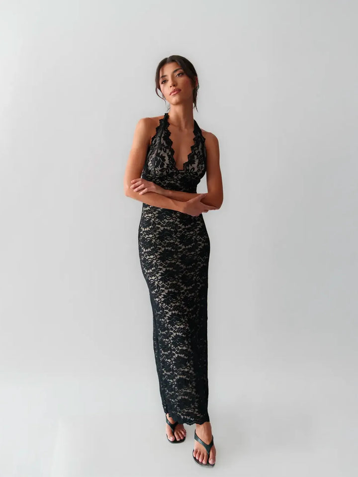 Tahlia – The Midnight Lace Statement Dress